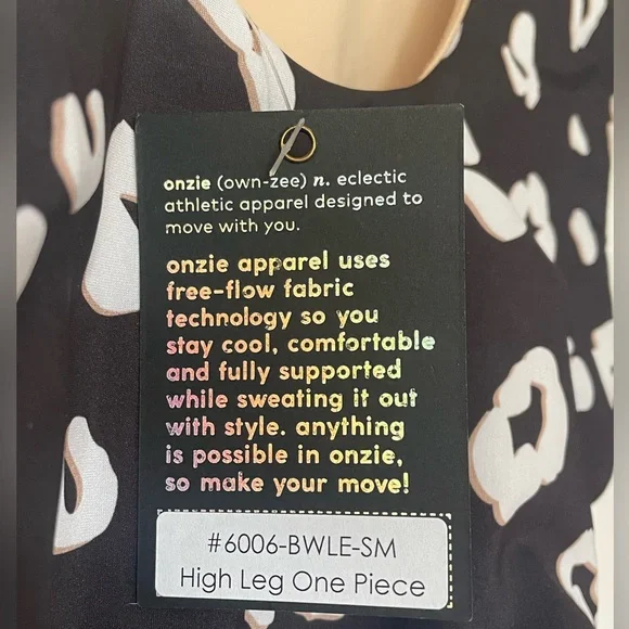 BNWT! ONZIE, High Leg One Piece, bathing suit, black, white & tan leopard print - Picture 9 of 12